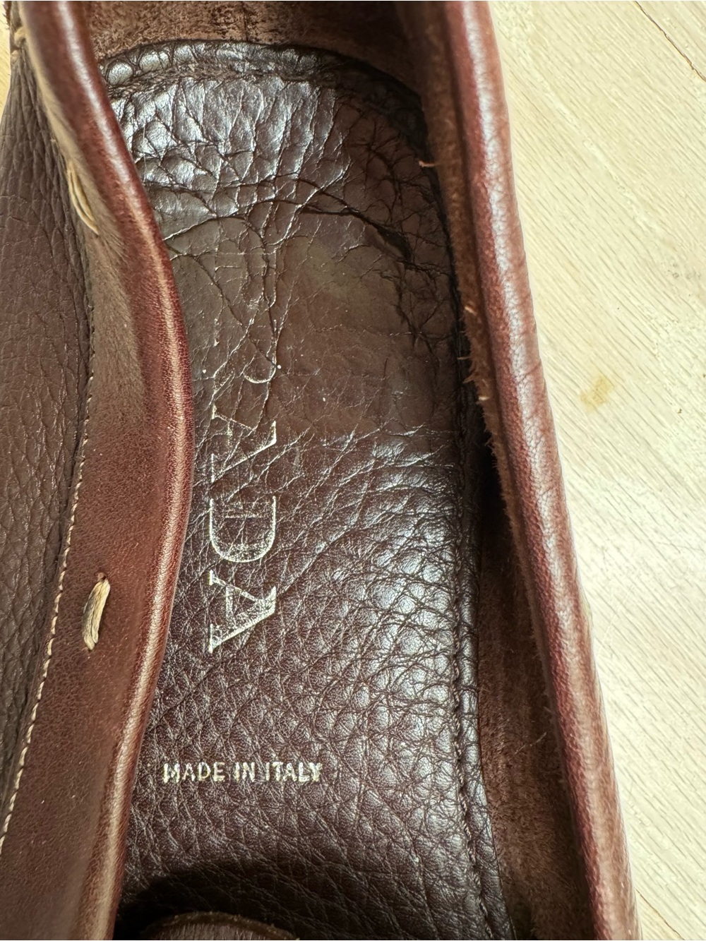 Prada Dark Brown Pebbled Leather Slip-On Loafers size 39 - Picture 8 of 9